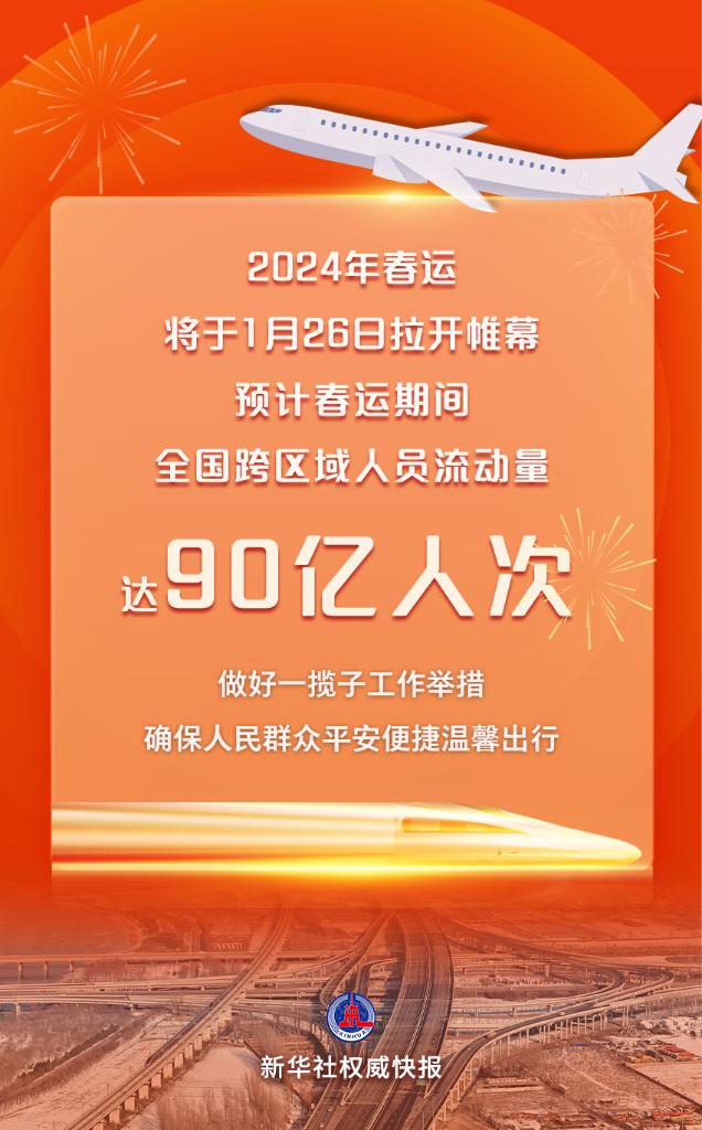 2024年春運全國跨區域人員流動量預計達90億人次